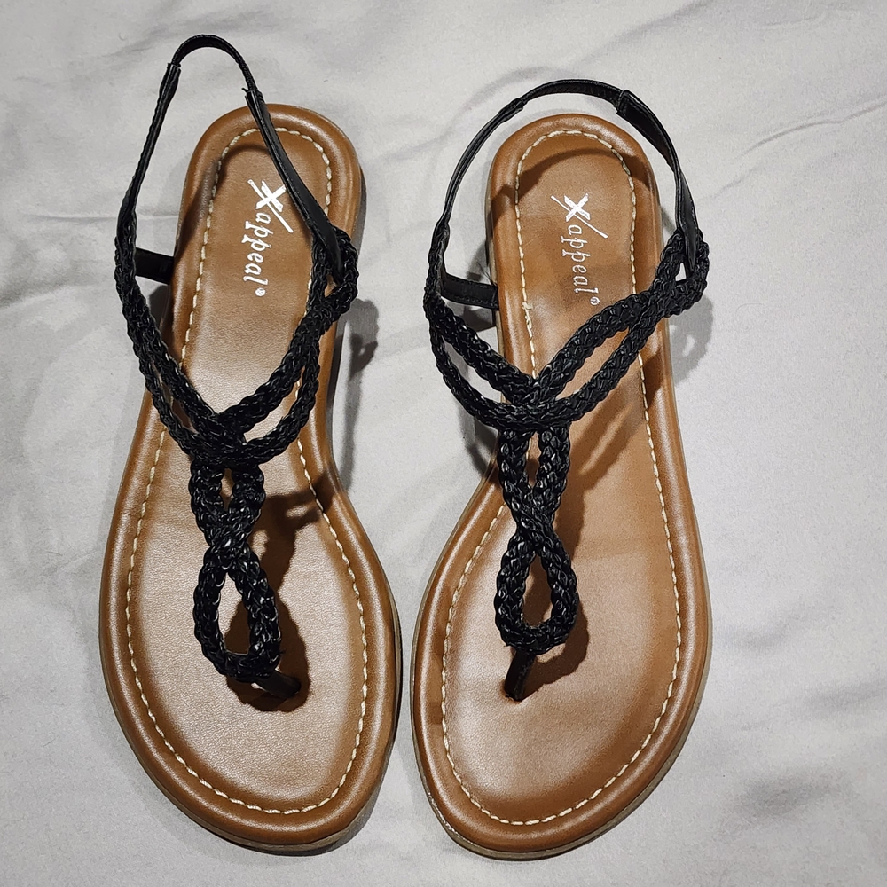 Xappeal Black Braided Sandals